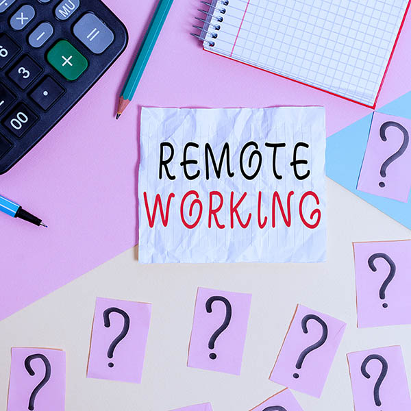 Handwriting text writing Remote Working. Concept meaning situation in which an employee works mainly from home Mathematics stuff and writing equipment above pastel colours background.